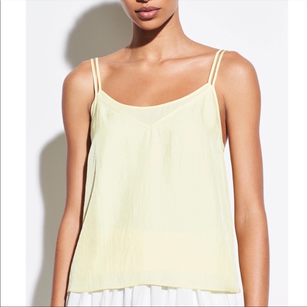 Vince Camisole Yellow Tank Top Neon Sheer Gauze Chiffon Spaghetti Strap Cami
